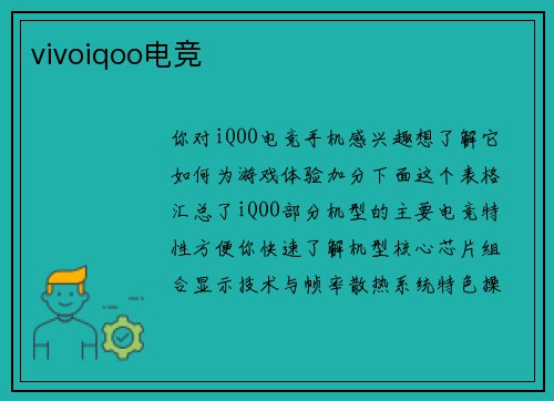 vivoiqoo电竞